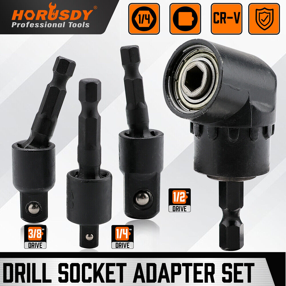 High-Quality 4-Piece Drill Socket Adapter Set with 360° Rotatable Extension for Efficient and Precise Drilling