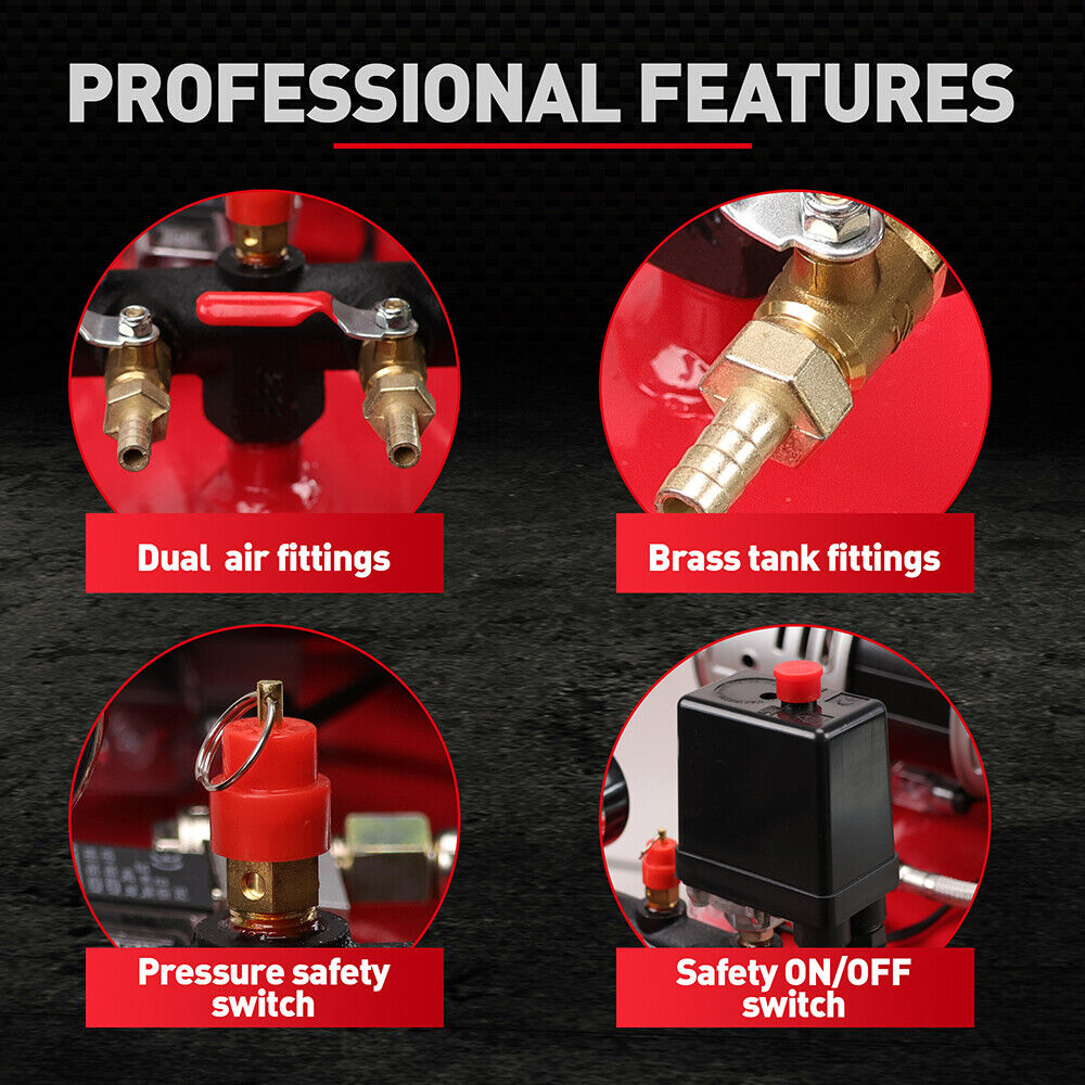 SEDY 100L Oil-Free Silent Air Compressor with Dual Twin-Cylinder Motors and Quiet Vortex Technology