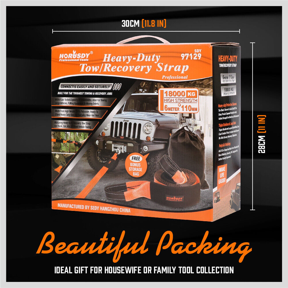 Heavy Duty Tow Strap Kit - 4" x 20Ft Snatch Straps - 18T/40,000LB Break Strength - Reliable Recovery and Hauling Solution