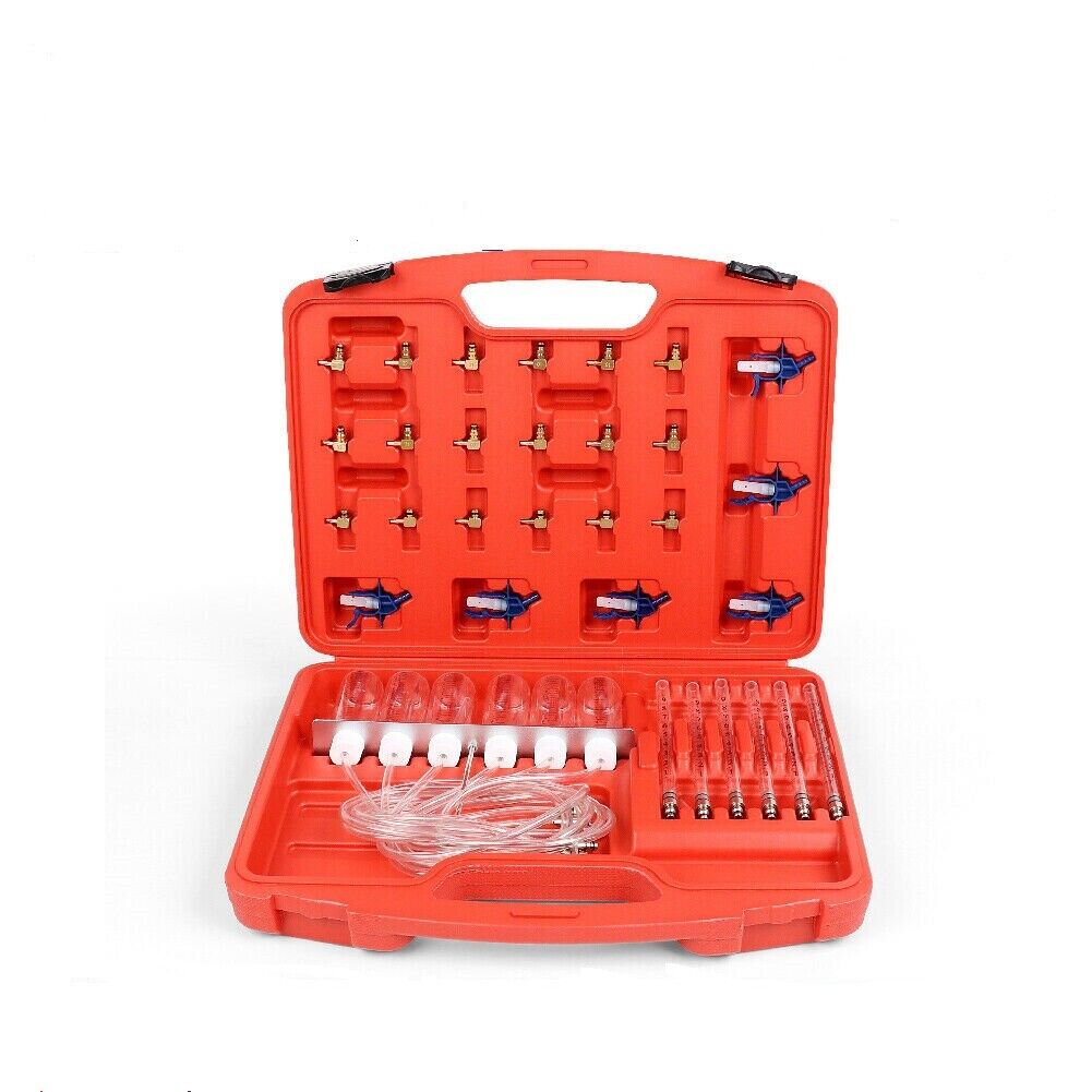 Comprehensive Diesel Injector Tester Kit - Includes Copper and Plastic Adaptors, Measuring Cups for Fuel Flow Testing