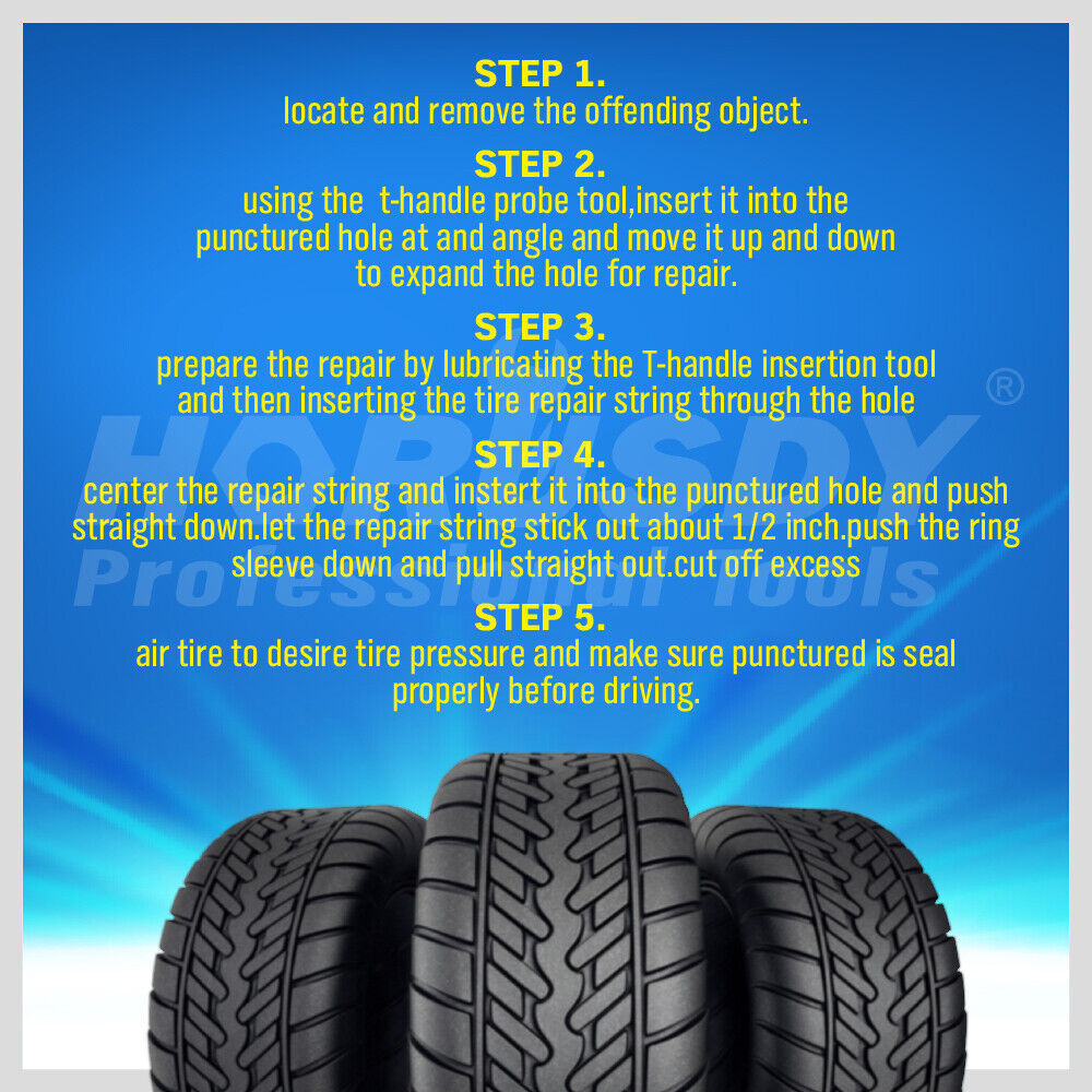 Heavy Duty 56-Piece Tyre Puncture Repair Kit - Quick and Easy Emergency Tire Repair for Car, Motorcycle, 4WD - Durable Tools and Accessories