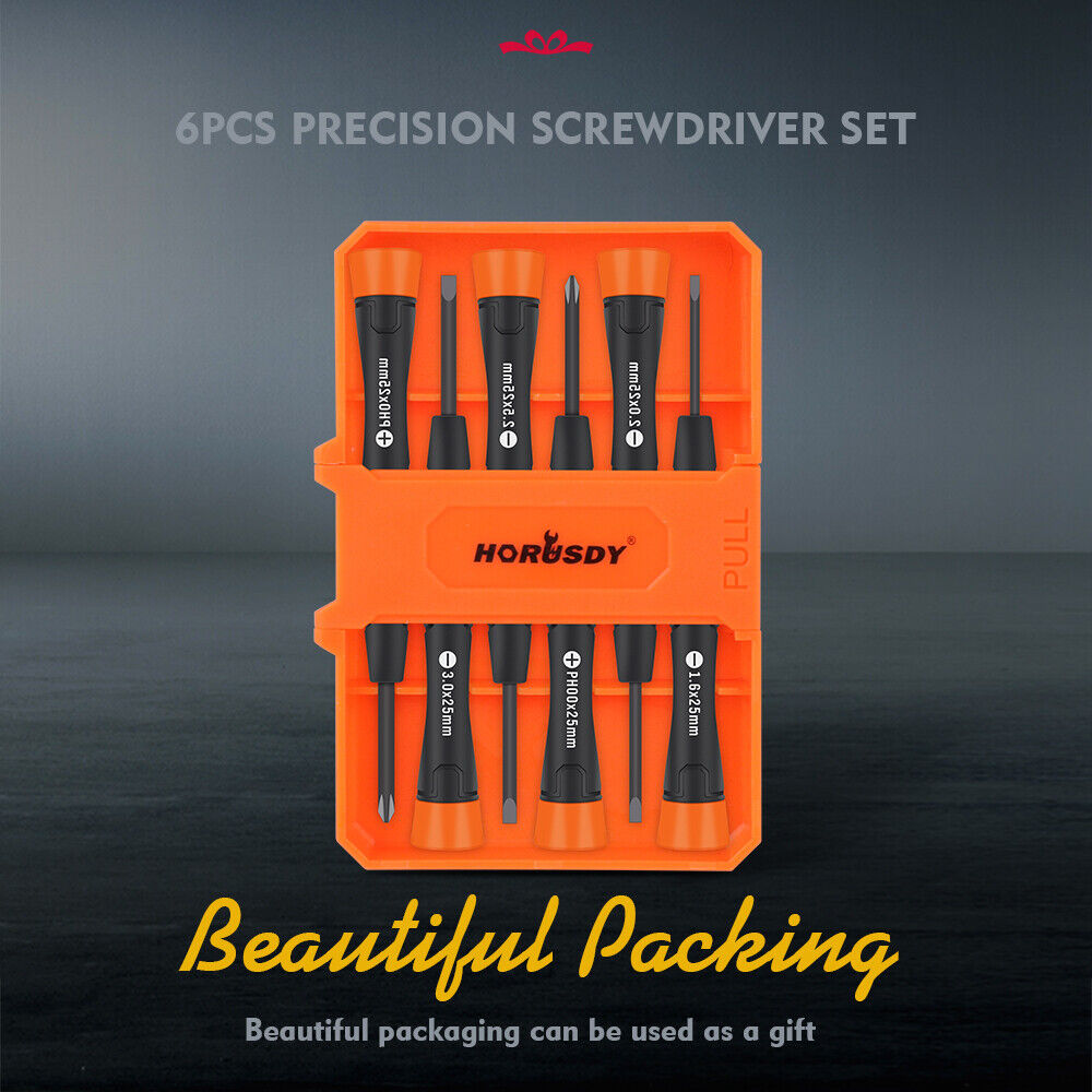 6Pc Precision Screwdriver Kit for Electronic Repairs - Includes Phillips & Slotted Drivers with Magnetic Tips and Storage Case