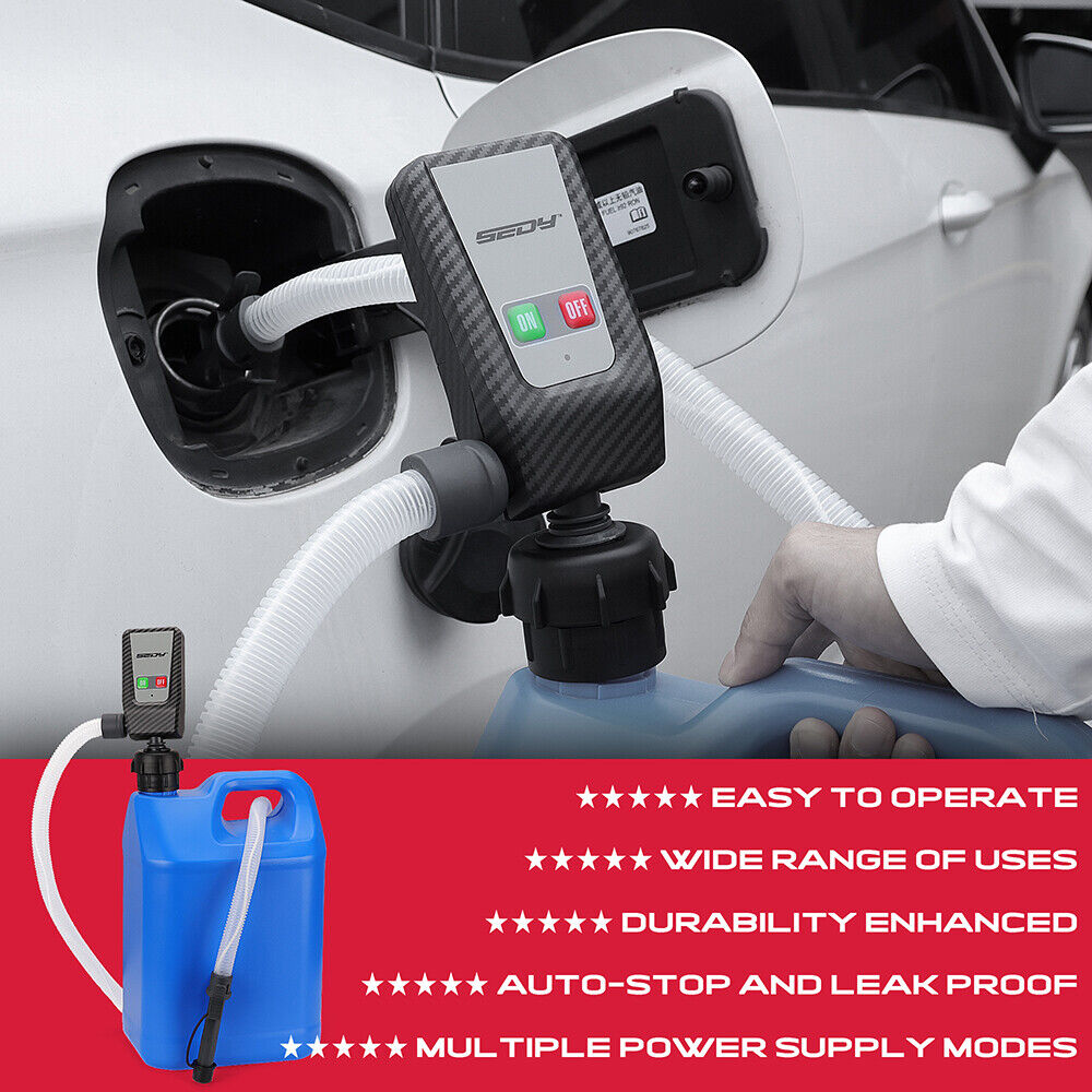 HORUSDY Battery-Powered Gasoline Hose Transfer Pump with Universal Adapters for Efficient Fuel Transfer