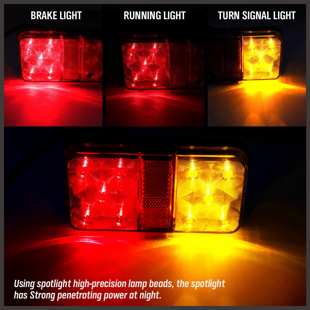 HORUSDY LED Trailer Tail Light Kit - Caravan Ute 7 Pin Flat Plug, Red & Yellow Lights