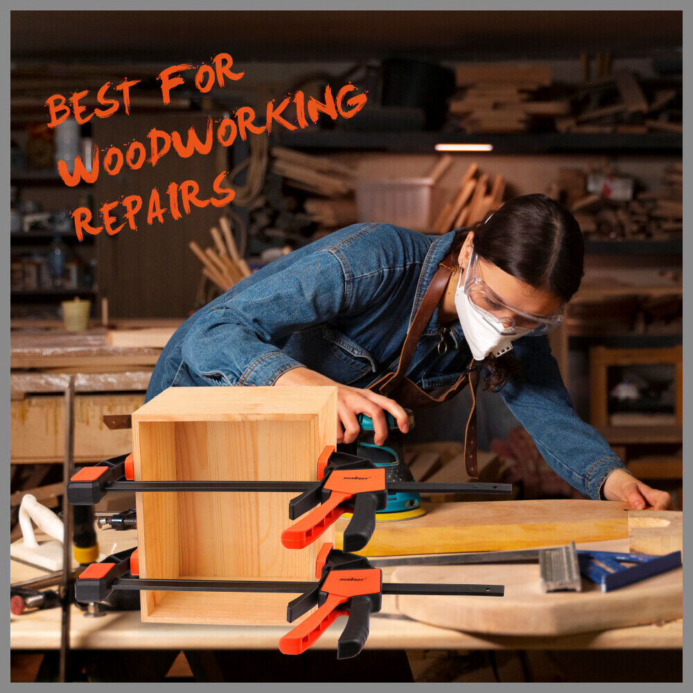 Set of 2 HORUSDY 12-inch Quick F Clamps with Adjustable 150Lbs Load Limit for Woodworking