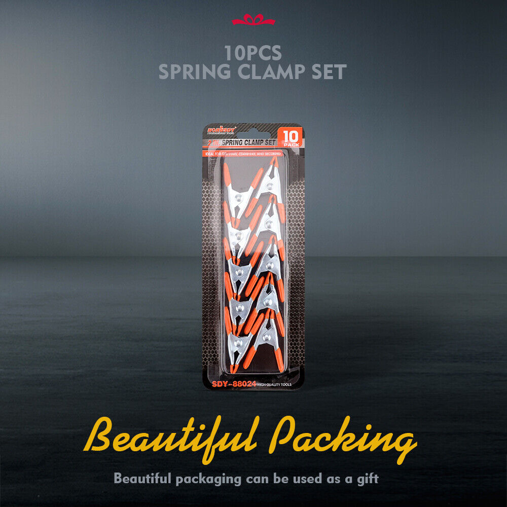 Set of 10 HORUSDY Strong Spring Clamps, 2-Inch Size with Non-Slip Rubber Grip and Durable Nickel-Plated Steel, Ideal for Carpentry and Home Decoration