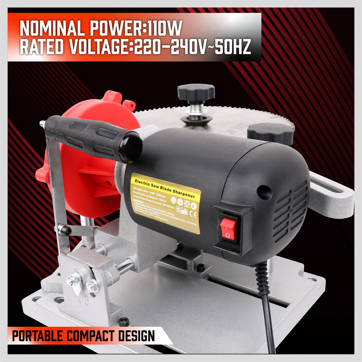 Electric 110W 5300RPM Blade Sharpener for Circular Saws, Precision Sharpening with Adjustable Angle