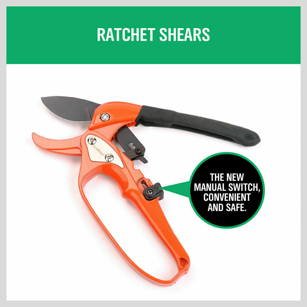 Heavy Duty Ratchet Pruning Shears with SK Steel Blade