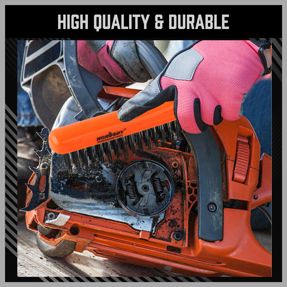 Durable 260mm Stainless Steel Wire Brush with Non-Slip Grip for Effective Surface Cleaning