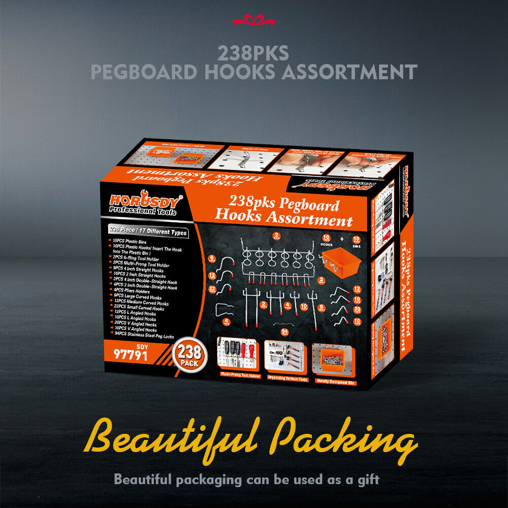 Comprehensive Set of Pegboard Accessories with Bins and Hooks for Organizing Tools