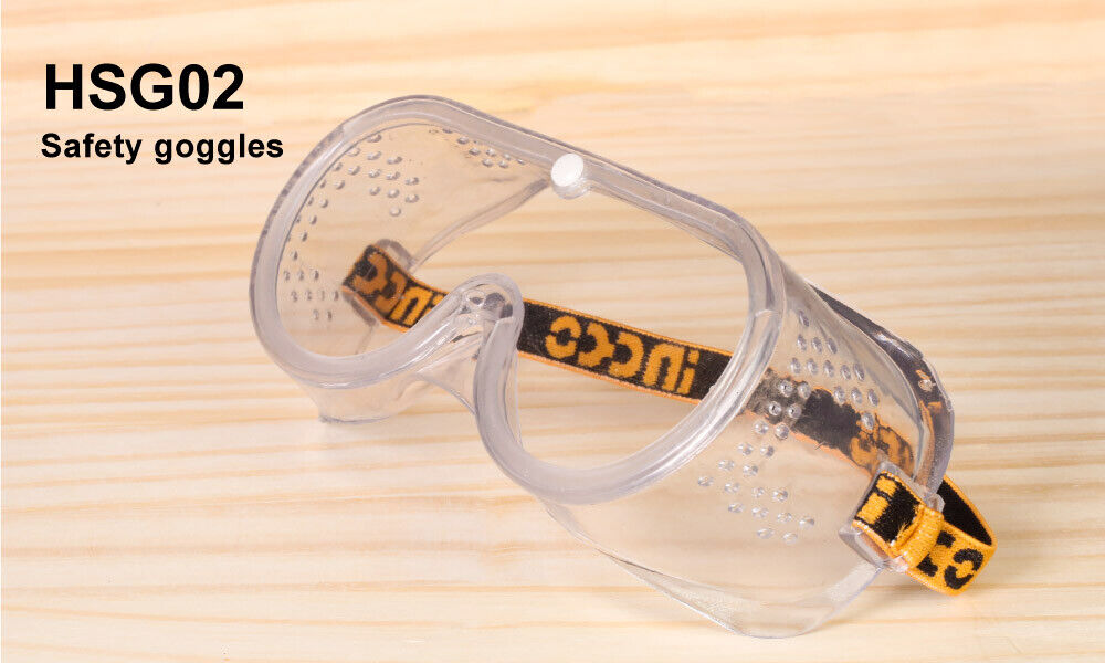 INGCO Clear Safety Glasses with Lightweight PVC Frame and Unique Air Hole Design for Comfortable, Dust-Proof Eye Protection