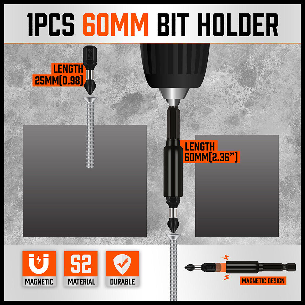 Comprehensive 42 Piece Impact Screwdriver Bit Set featuring Magnetic Drill Holder and Socket Adapter