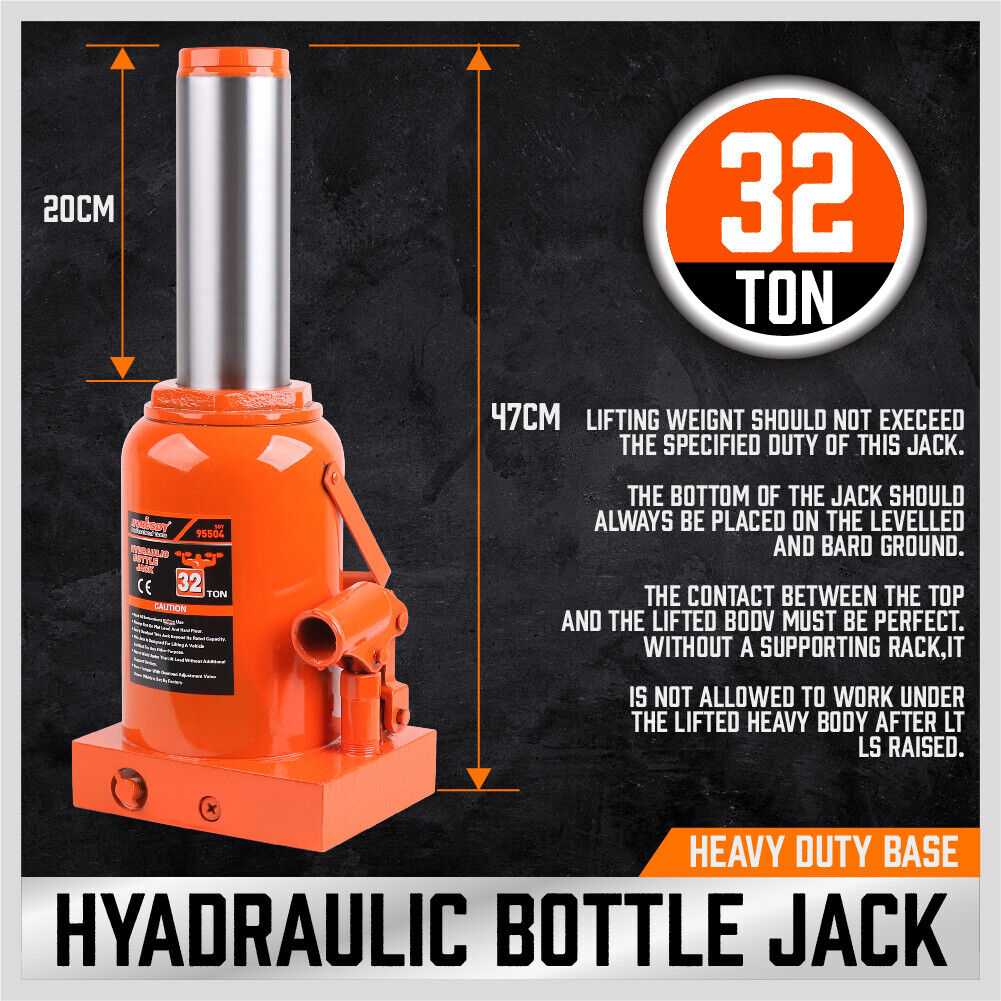 HeavyDuty Hydraulic Bottle Jack 10/12/20 Ton Capacity Car Lifts Jac
