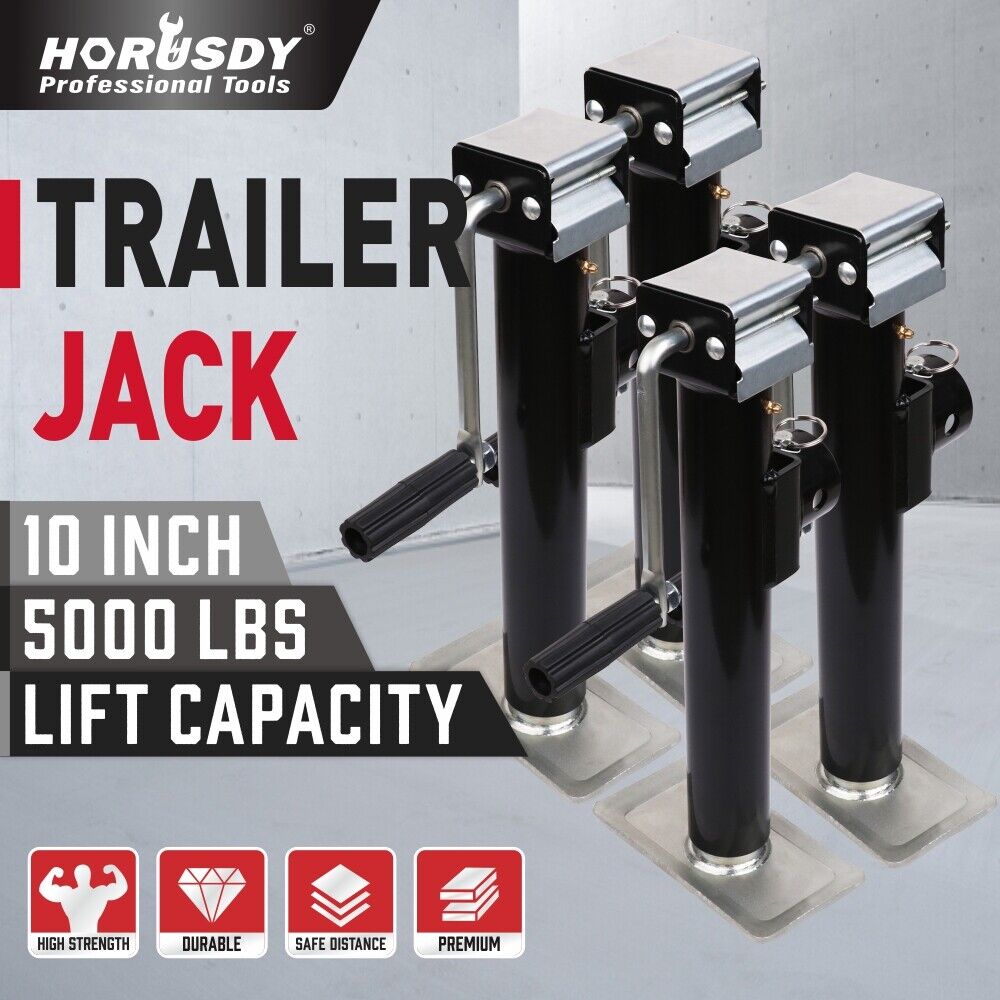 HORUSDY 4x Heavy-Duty Trailer Jack Leg Stands with Side Handle, 5000lbs Load Capacity, Ideal for Caravans and Trailers