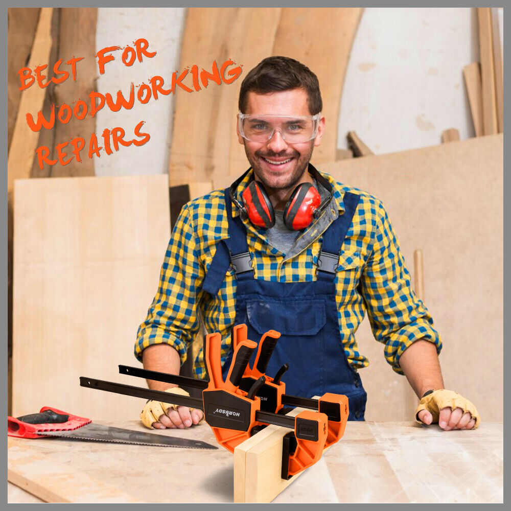 2-Pack HORUSDY 12-inch Woodworking Bar Clamps with Quick Clamp and Spreader Function, 300Lbs Load Capacity