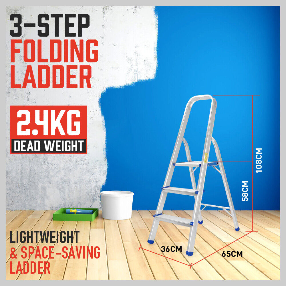 Compact and Lightweight Folding Ladder - Non-Slip Platform, Multi-Purpose Aluminum Design (3/4/5 Steps) - Ideal for Home and Work