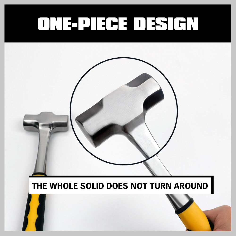 Sturdy 2LB/3LB steel hammer featuring a double octagonal head, solid forged one-piece design with a ribbed rubber grip handle for secure use.