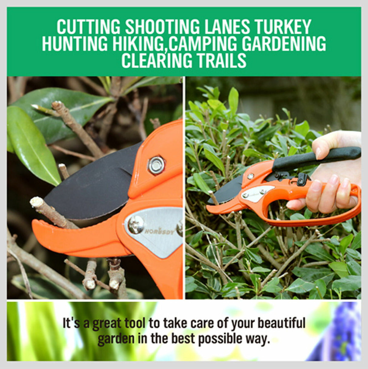 Heavy Duty Ratchet Pruning Shears with SK Steel Blade