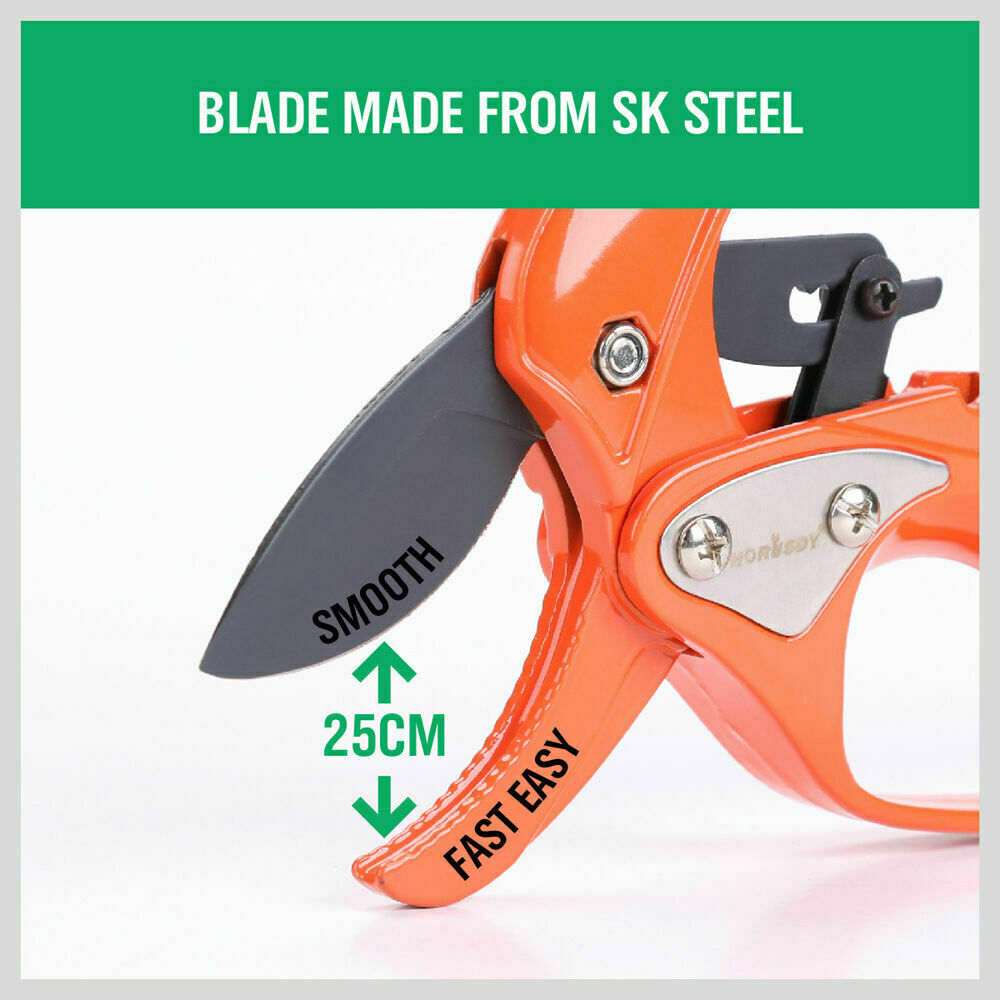 Heavy Duty Ratchet Pruning Shears with SK Steel Blade