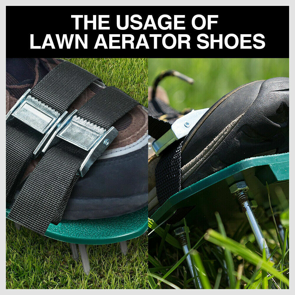 Lawn Aerator Shoes with Spikes and Triple Strap Design for Garden Lawn Care