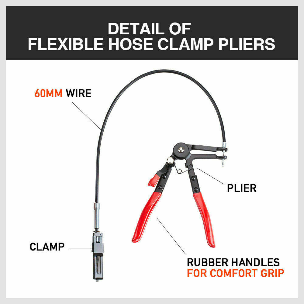 Heavy-Duty 24-Inch Hose Clamp Pliers with Flexible Cable for Hard-to-Reach Areas