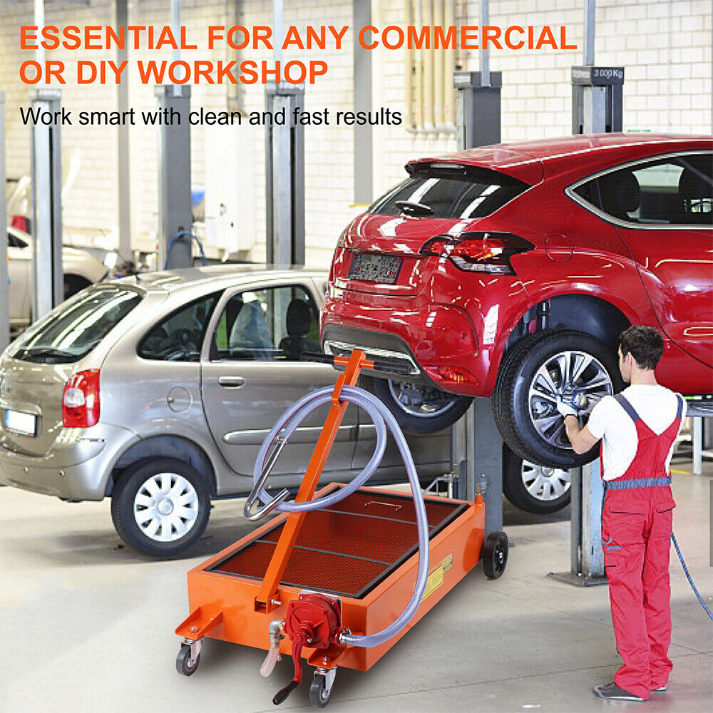 HORUSDY 76L Waste Oil Drainer with Foldable Handle, Heavy Duty Wheels, and Swiveling Castors for Workshops