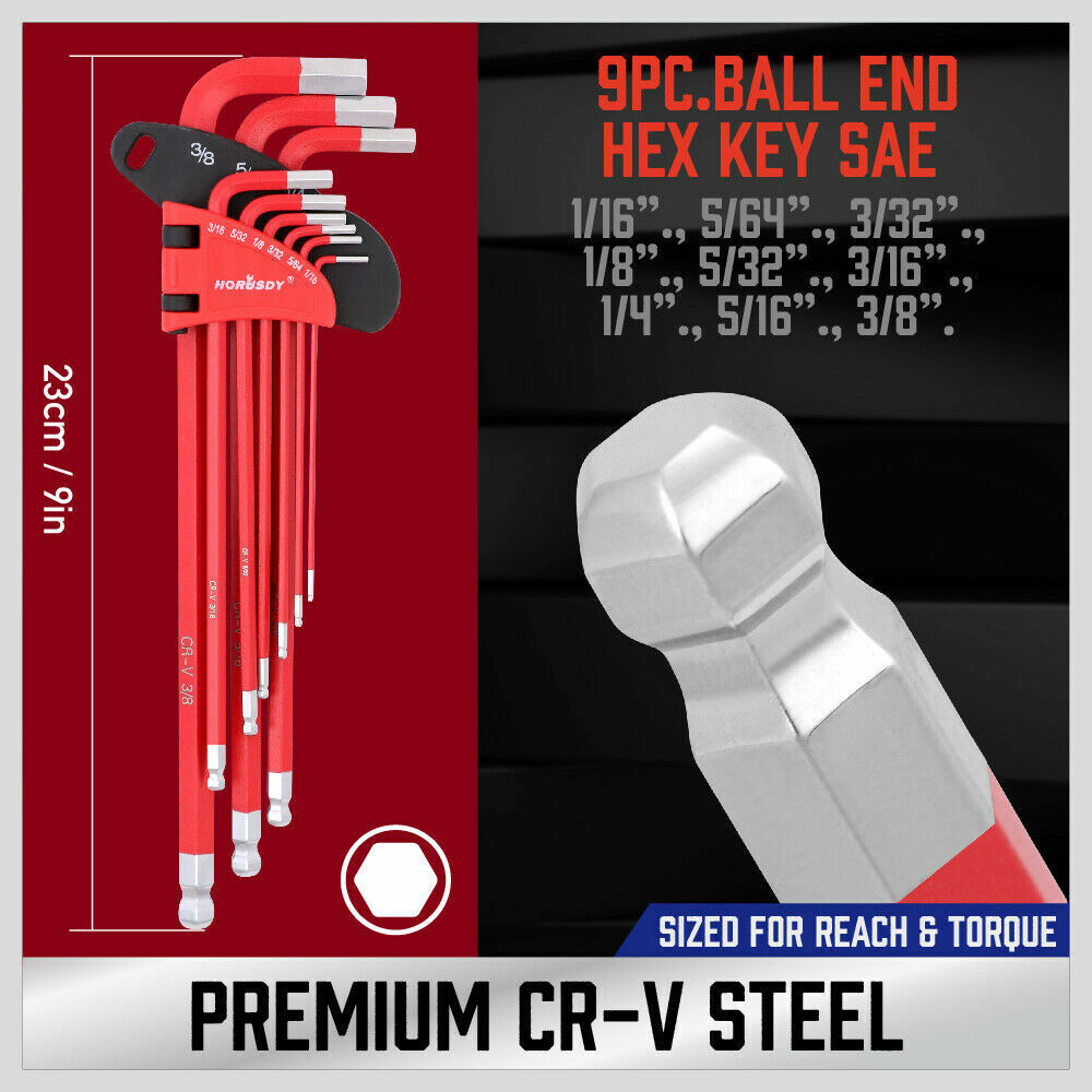 Premium 36Pc Hex & Torx Key Set - Color-coded, slip-resistant grip. Ball end design. Tamper-proof Trox Star Keys.
