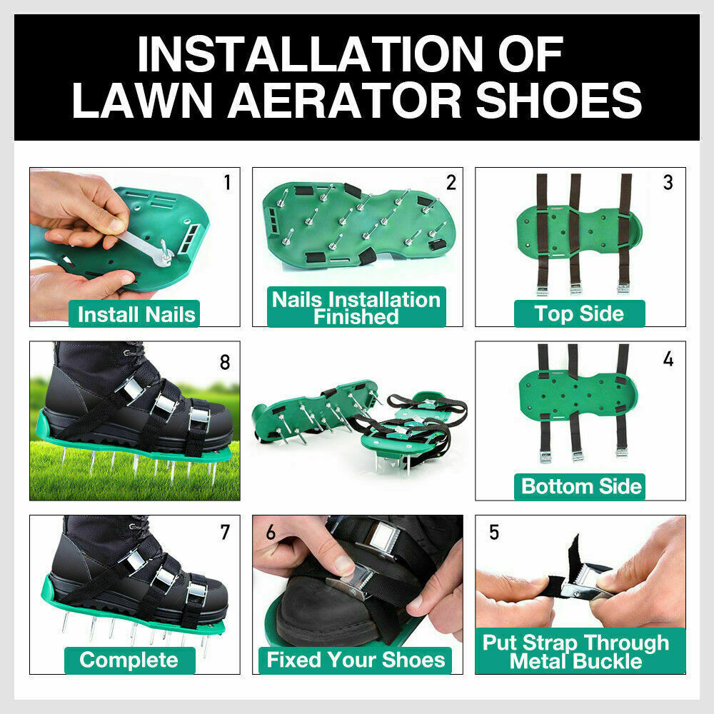 Lawn Aerator Shoes with Spikes and Triple Strap Design for Garden Lawn Care