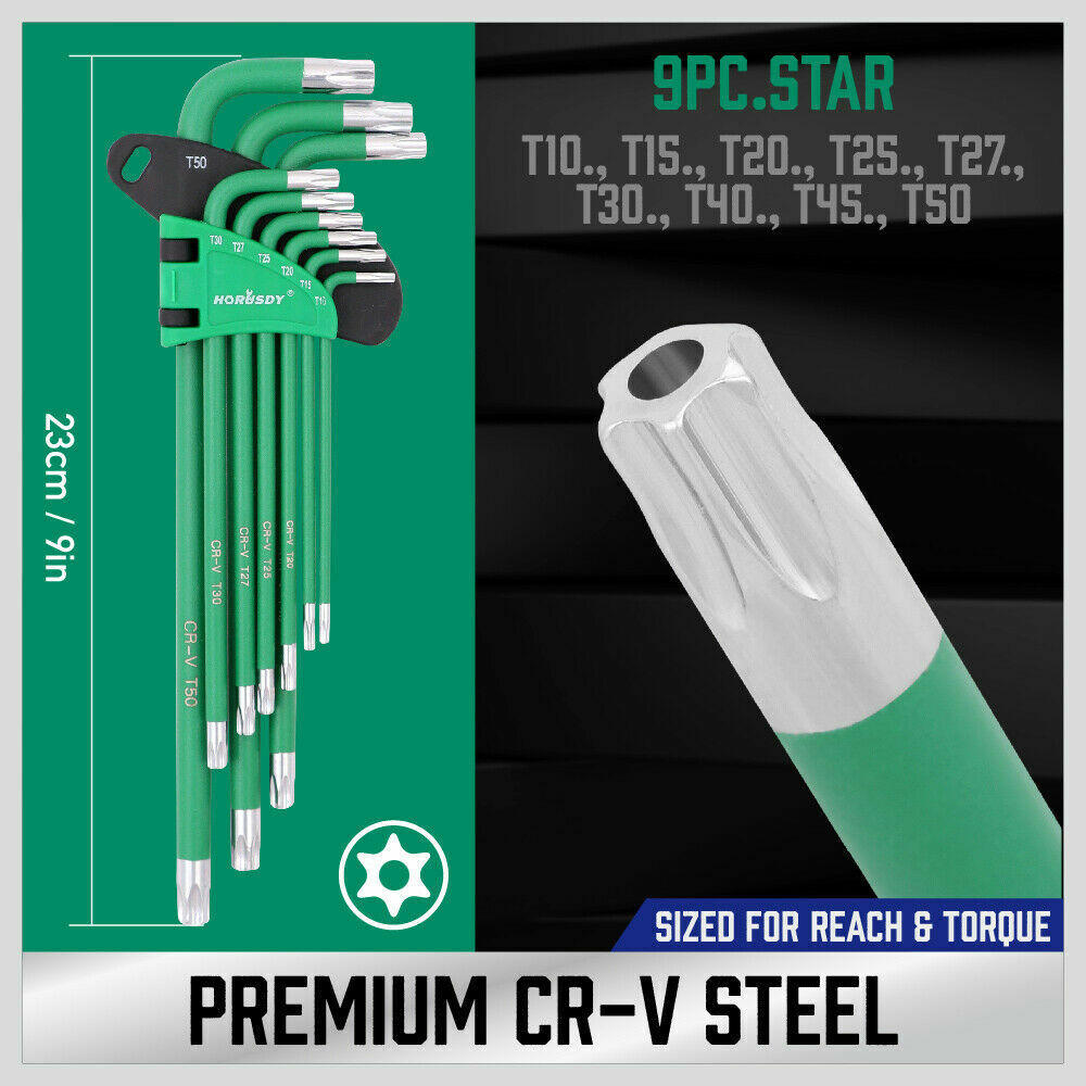 Premium 36Pc Hex & Torx Key Set - Color-coded, slip-resistant grip. Ball end design. Tamper-proof Trox Star Keys.