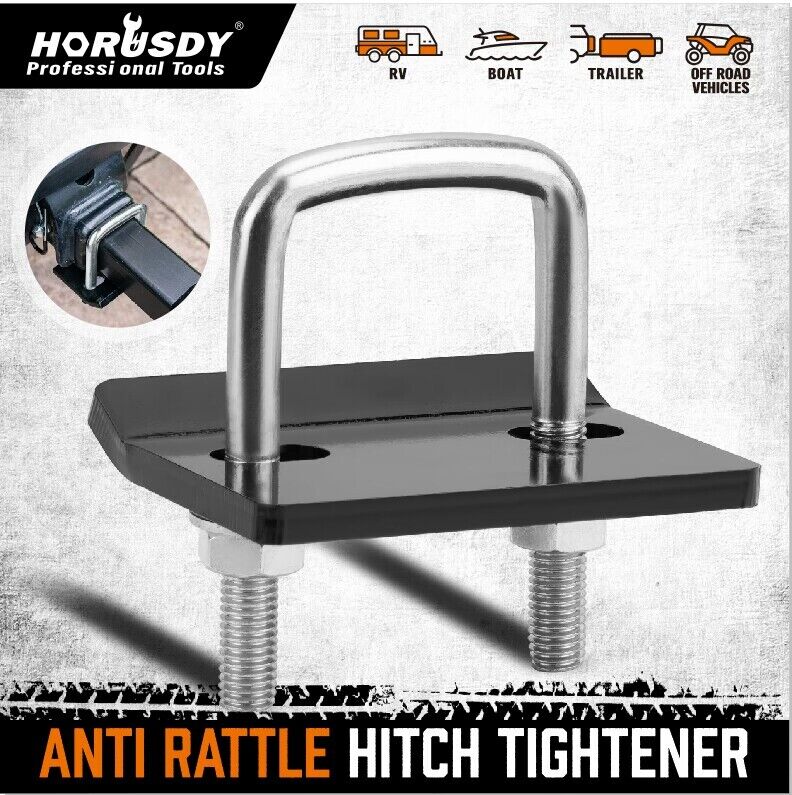 HORUSDY anti-rattle stabilizer hitch bracket with size markings, suitable for SUVs, vans, cars, and trailers