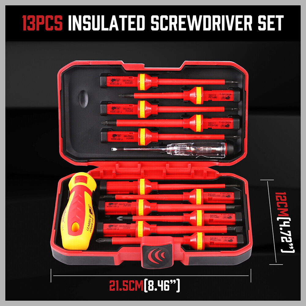 SEDY 13-Piece VDE Certified 1000V Insulated Electrician Screwdriver Set with Magnetic Tips and Replaceable Handle