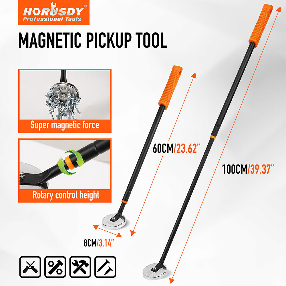 HORUSDY 35-Inch Magnetic Floor Sweeper Heavy Duty Magnet Broom Rolling With Magnetic Pick Up