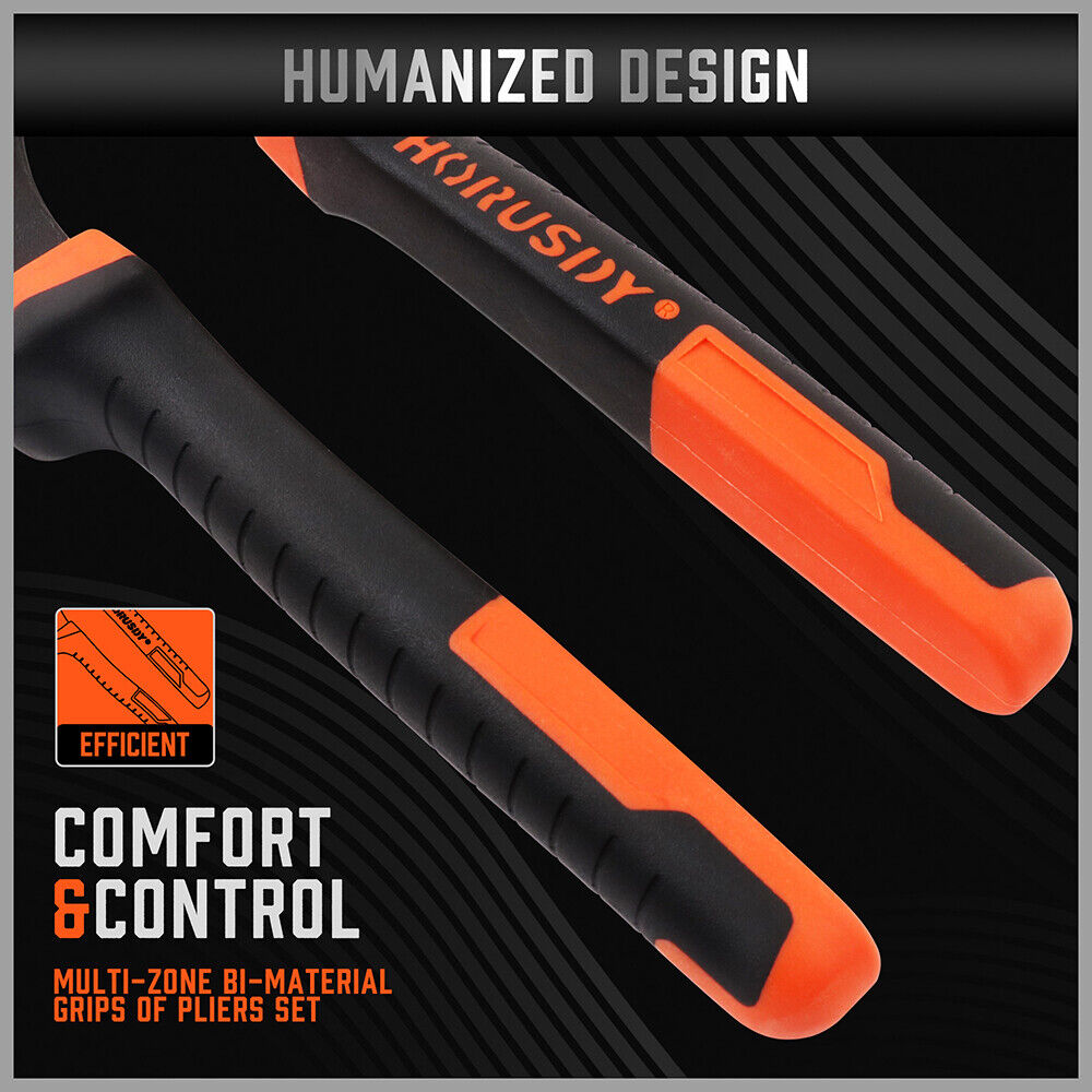 Two-piece set of Groove Joint Pliers featuring 8-inch and 10-inch sizes with non-slip heavy-duty grip.