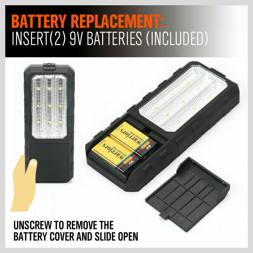 Compact and portable LED Light, perfect for camping, garage work, and auto repairs. Features a handy size of 175cm x 25cm x 73cm, equipped with two magnets for easy mounting, and powered by 9 LED lights for superior brightness.