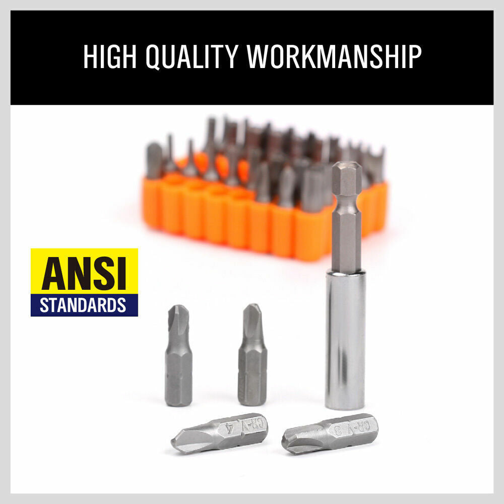 Comprehensive 33-Piece Security Bit Set for Various Screw Types