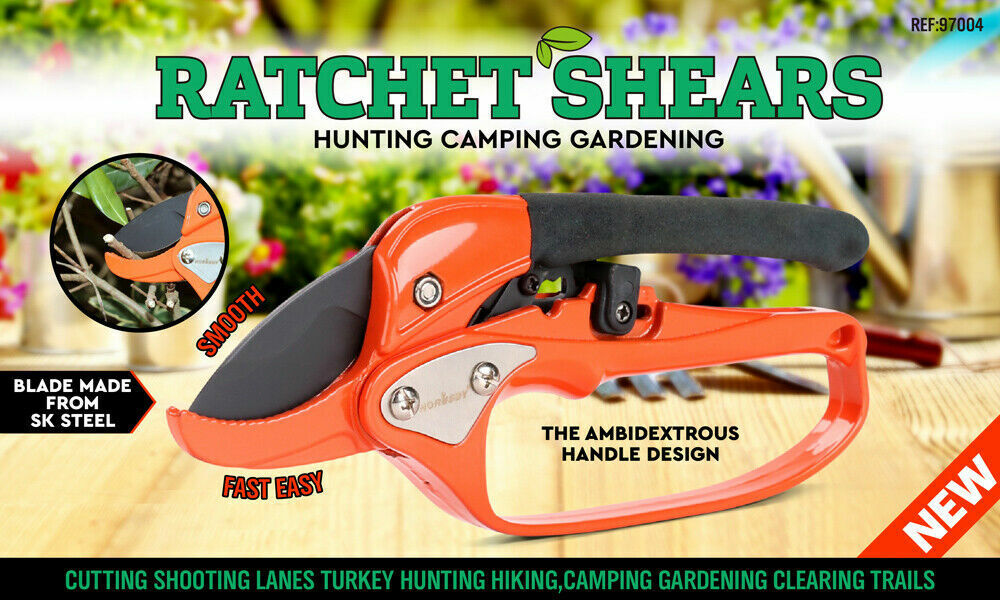 Heavy Duty Ratchet Pruning Shears with SK Steel Blade