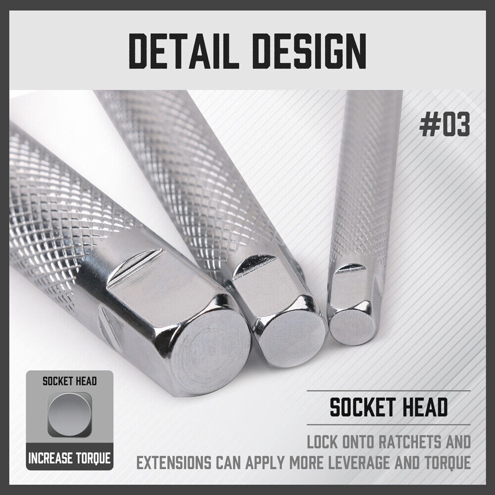 L Shape CR-V Steel Socket Extension Bar in 1/4", 3/8", 1/2" Drive Sizes, Chrome-Plated for Durability and Secure Socket Hold