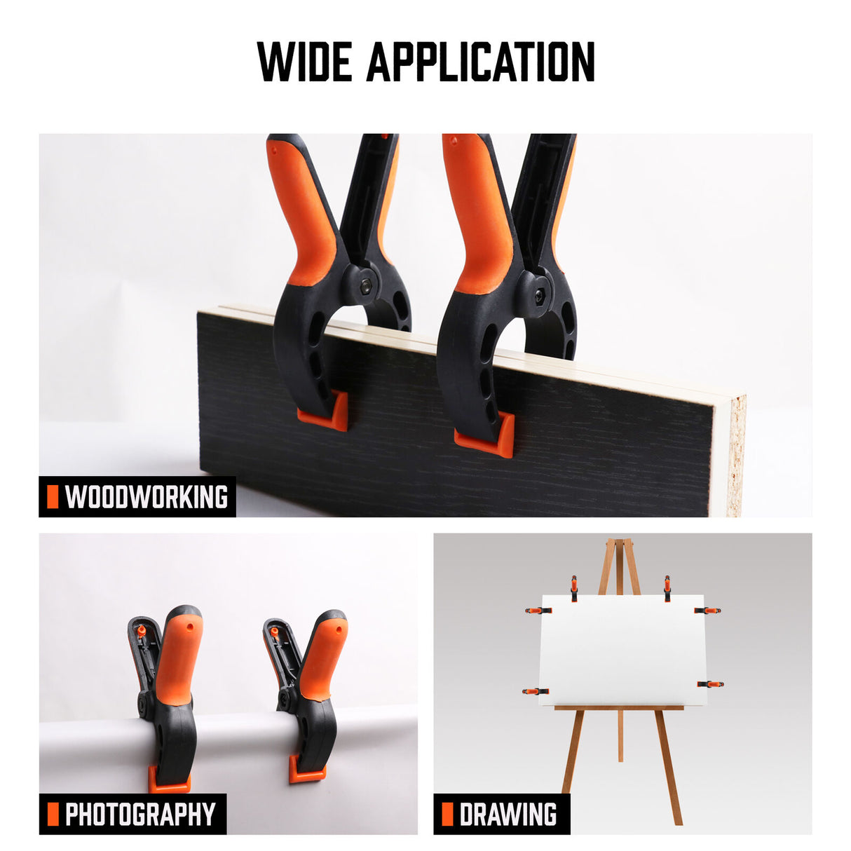 HORUSDY 8-Piece Spring Clamp Set featuring Heavy-Duty Nylon Construction and Ergonomic Non-Slip Handles for Woodworking and DIY Projects