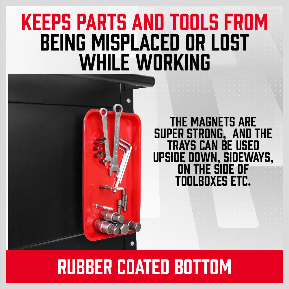 4Pc Magnetic Parts Holder Set | Wrist Band & Trays | Screws Nuts Storage | Stainless Steel