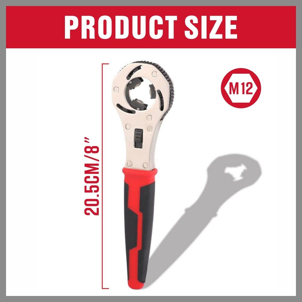 Versatile 8-Inch Auto Grip Universal Wrench - Adjustable for Inch and Metric Fasteners, Features 3 Ratcheting Steel Cams