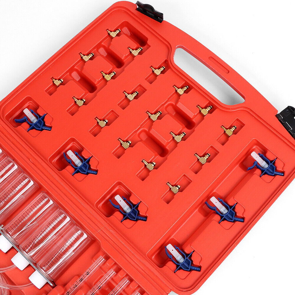 Comprehensive Diesel Injector Tester Kit - Includes Copper and Plastic Adaptors, Measuring Cups for Fuel Flow Testing
