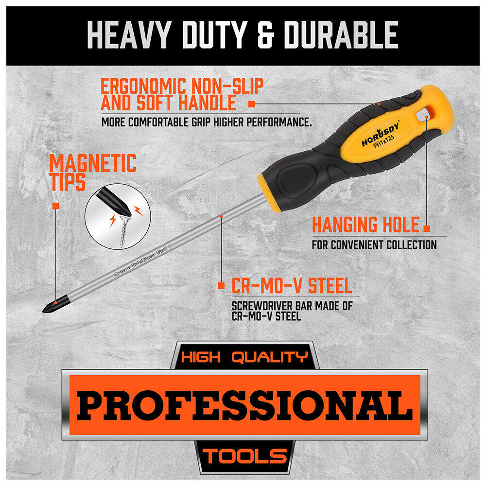 HORUSDY 58-Piece Magnetic Screwdriver Kit - Includes 16 Screwdrivers, Magnetizer, Demagnetizer, Screwdriver Holder, and 40 Replaceable Heads for Diverse Applications