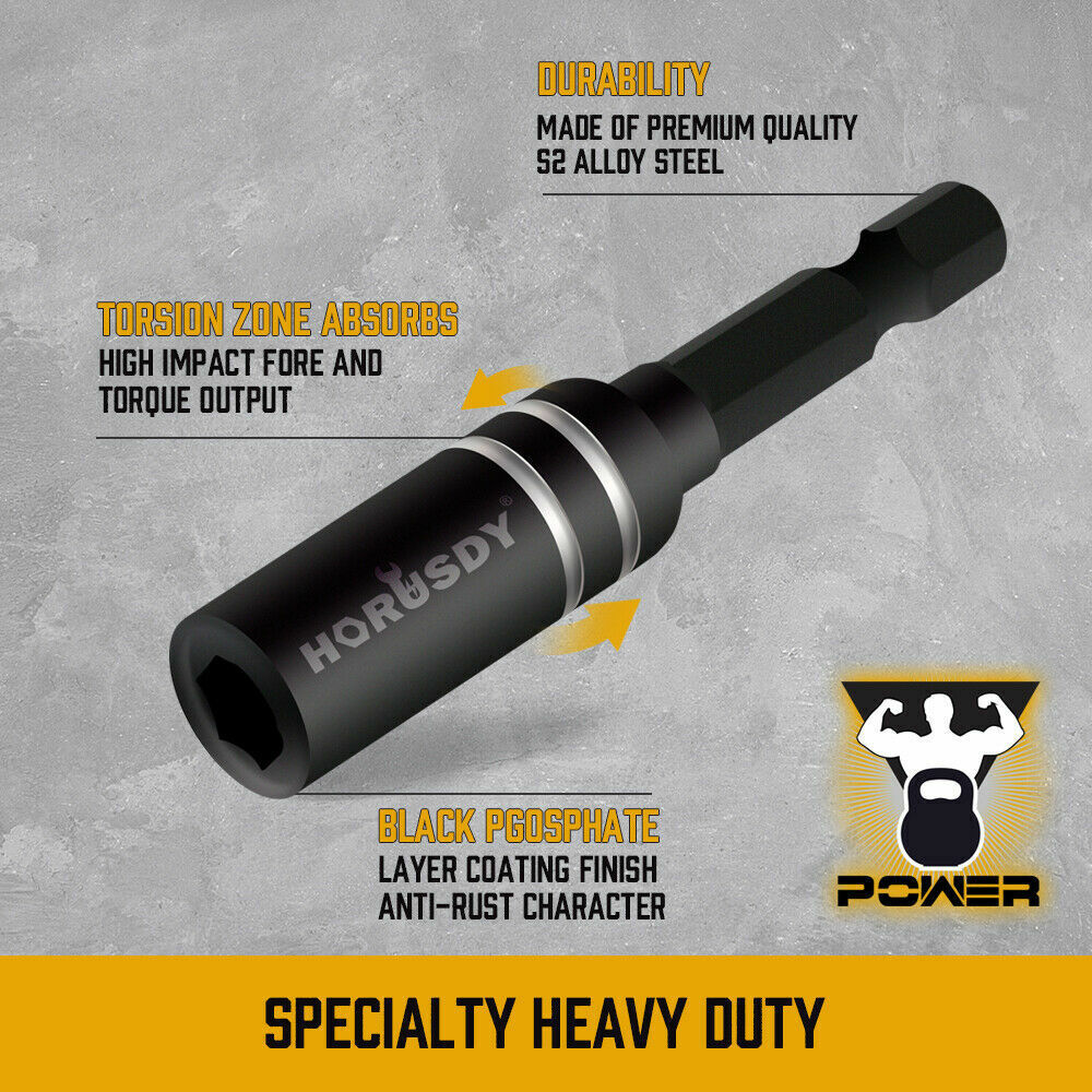 10-Piece Magnetic Extension Socket Drill Bit Holders with Universal 1/4" Hex Shanks for Secure Bit Retention