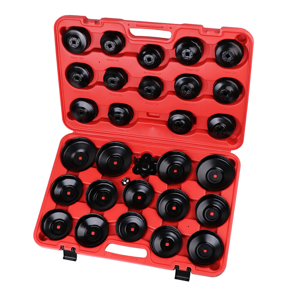 HORUSDY 30-Piece Oil Filter Socket Set, including Adaptors and Jaw Wrench, in Durable Storage Case for Efficient Auto Maintenance