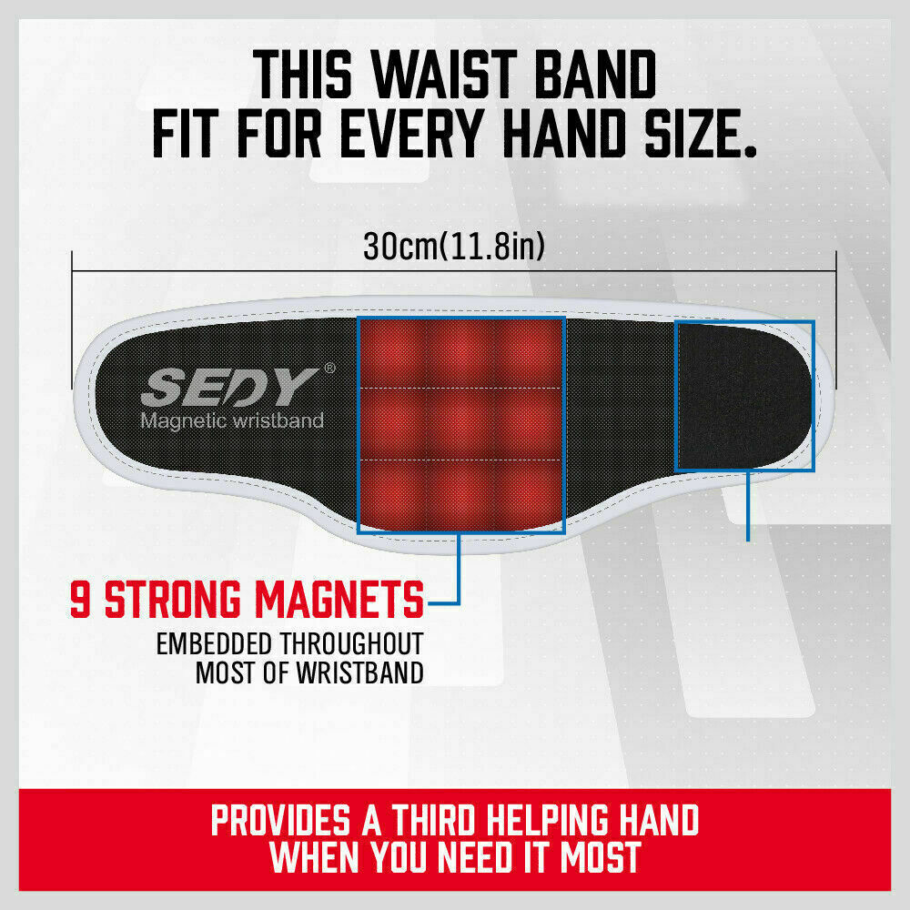 Durable 1680d ballistic material Magnetic Wrist Band Tool Holder featuring strong rare earth magnets. Designed for hands-free convenience, it securely holds screws, nails, and nuts. Breathable mesh interior ensures comfort, while the adjustable hook and loop closure fits most wrist sizes. Ideal for wrapping around wrists, belts, or tool bags for easy access to small parts.