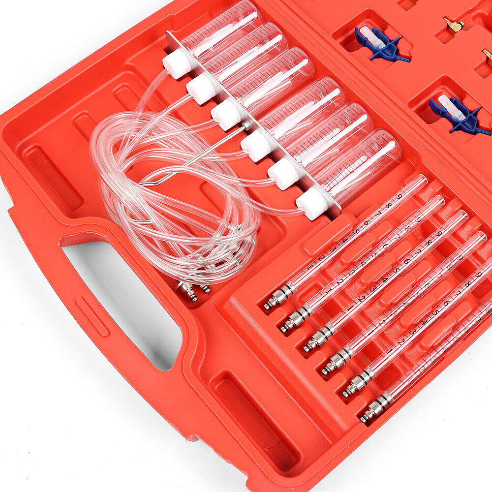 Comprehensive Diesel Injector Tester Kit - Includes Copper and Plastic Adaptors, Measuring Cups for Fuel Flow Testing