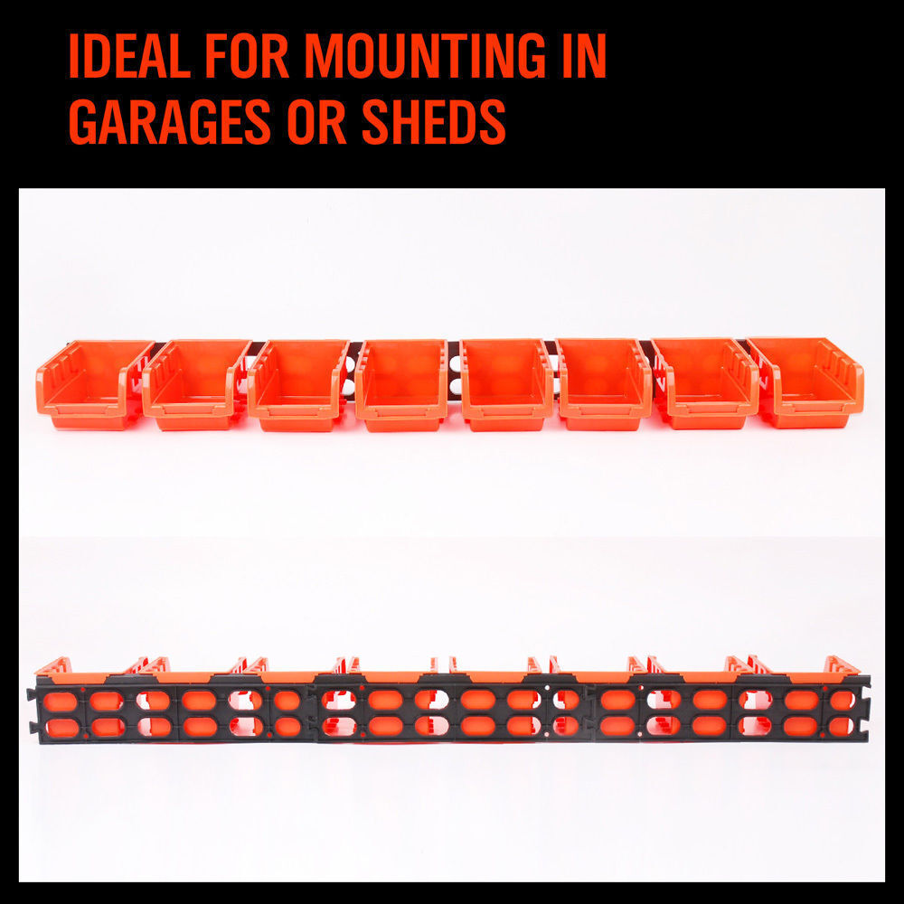 Wall Mounted Bins Rack | Versatile Parts Organiser & Tool Holder | 8 Tray Boxes with Mounting Board