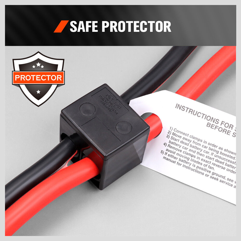 Reliable 1200A Jumper Leads with Surge Protection and Intelli-Check for 4-8-cylinder vehicles.