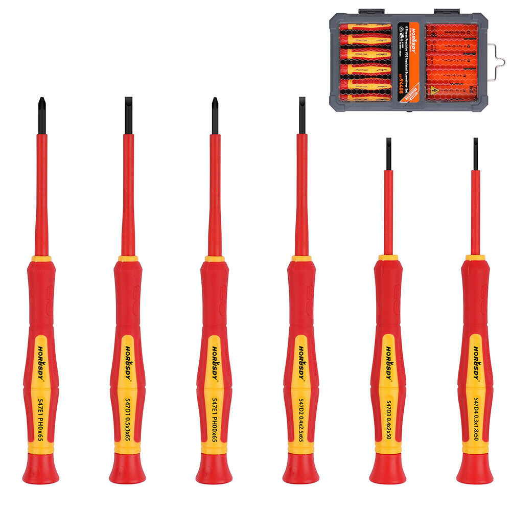 HORUSDY 6-Piece Precision Insulated Magnetic Screwdriver Set - 1000V Safety Rated, Slotted and Phillips Heads, Durable and Rust-Resistant