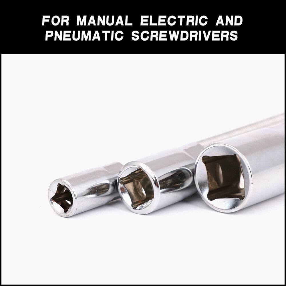 Durable 3-Piece Flexible Socket Extension Bar Set for 1/2", 1/4", 3/8" drives, featuring high hardness and magnetic device for secure socket hold.